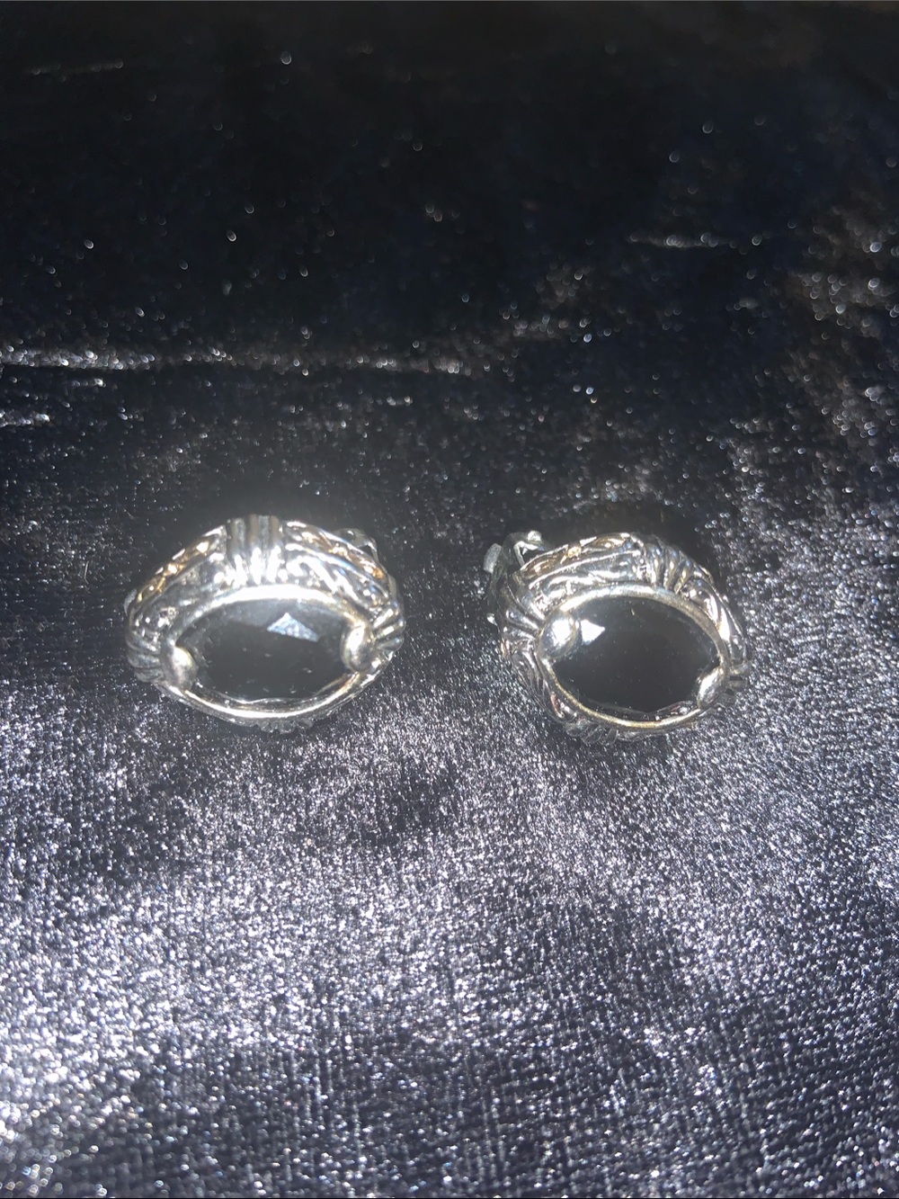 Sterling Silver Black Onyx Clip On Earrings